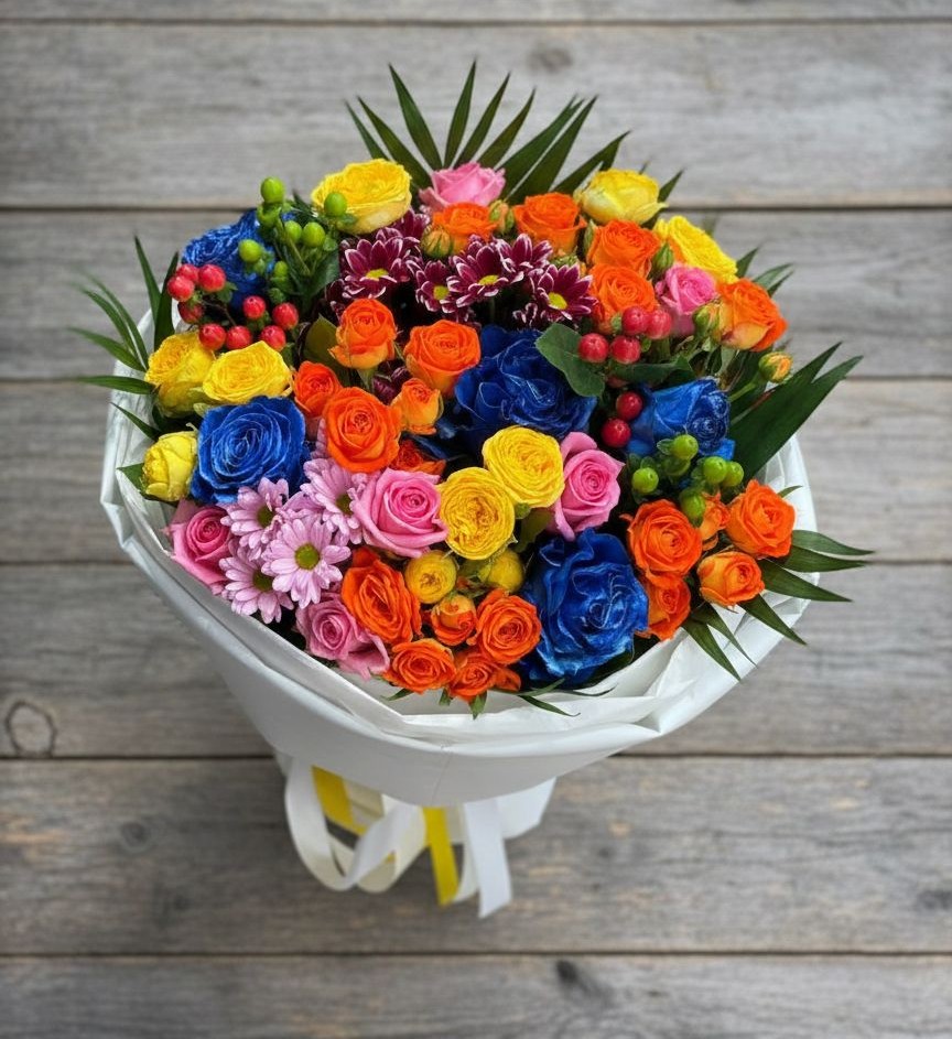 Букет цветов из: Розы и Хризантемы в Барнауле