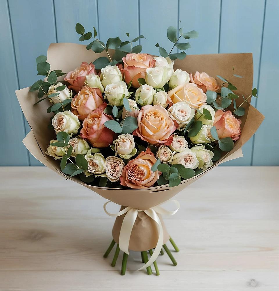 Букет цветов из: Альстромерии и Розы в Барнауле