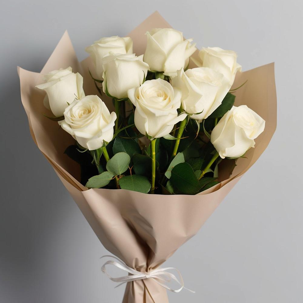 Букет 9 Белых роз Эдлесс Лав в Барнауле