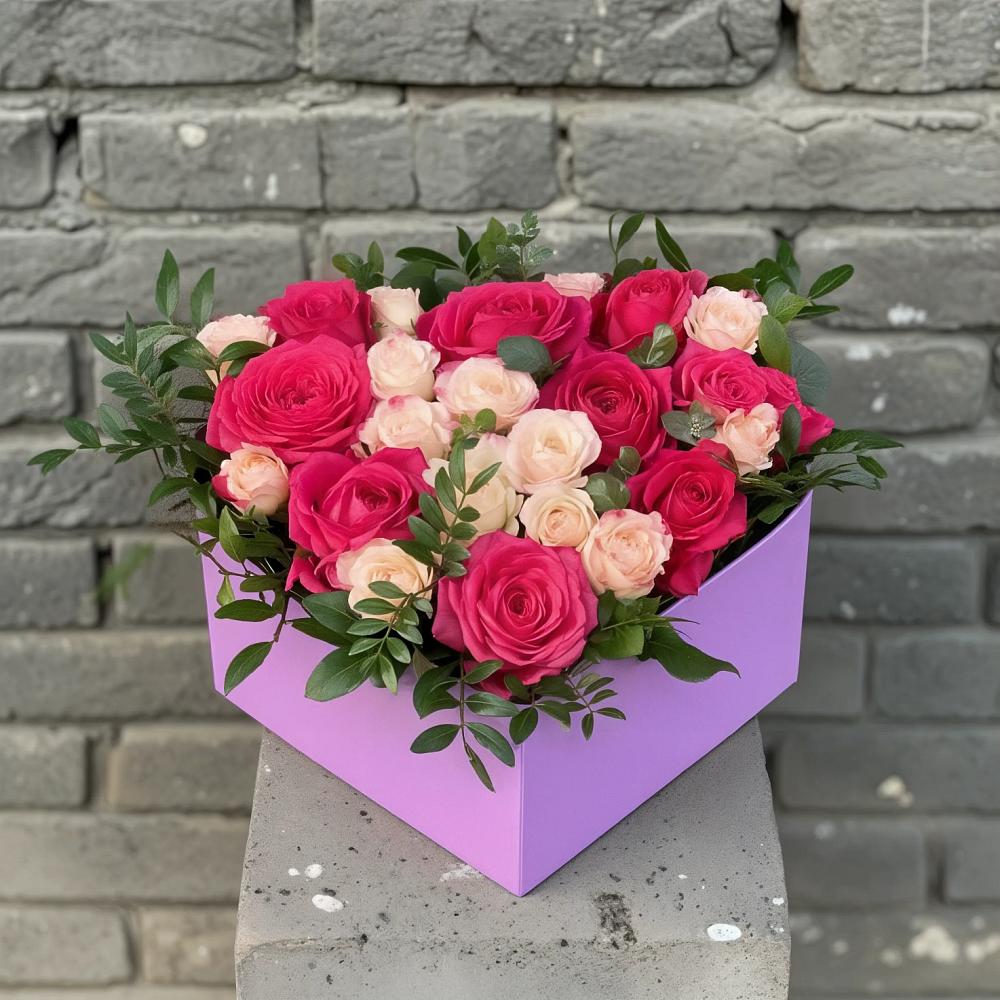 Цветочная композиция из Розы в коробке в Барнауле