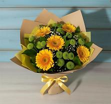 Букет цветов из:  Герберы и Хризантемы в Барнауле