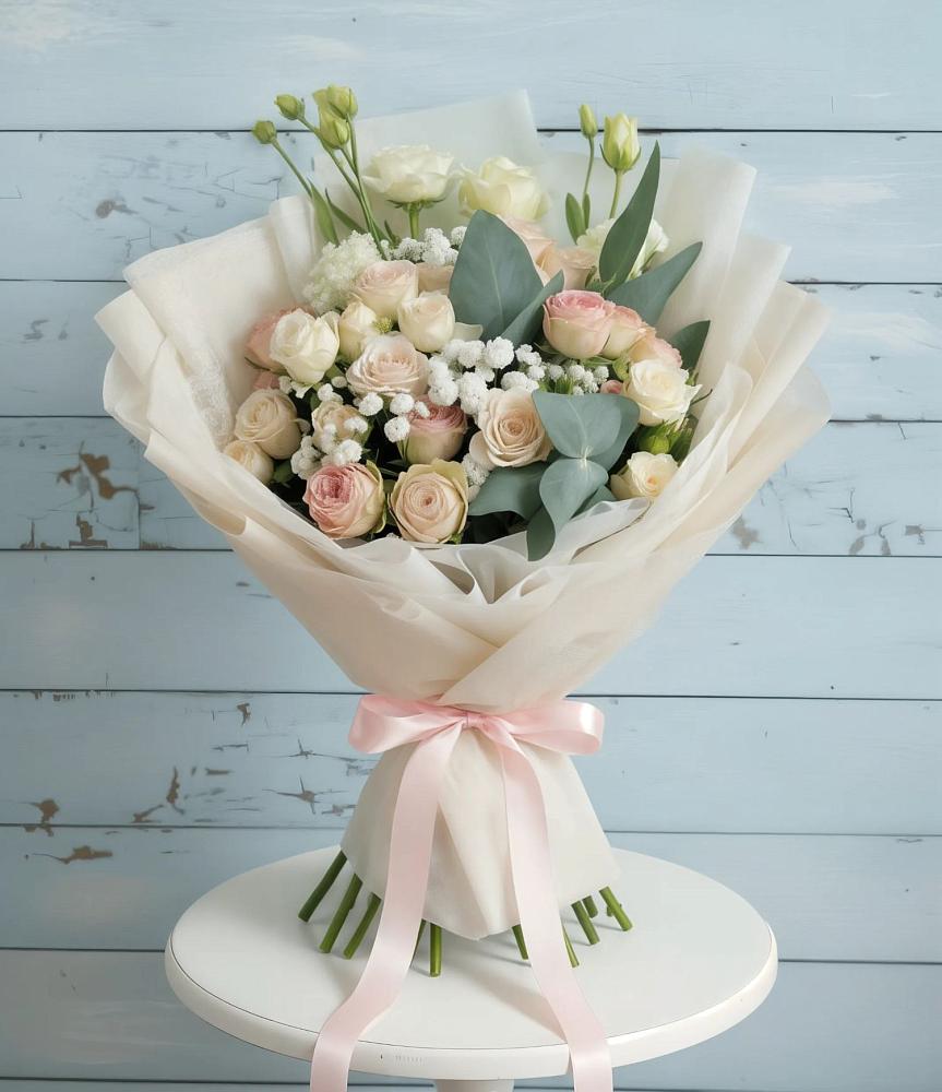 Букет цветов из: Розы и Лизиантусы в Барнауле