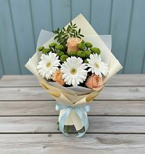 Букет цветов из:  Герберы, Розы и Хризантемы #REPLACE_PRED# Барнауле